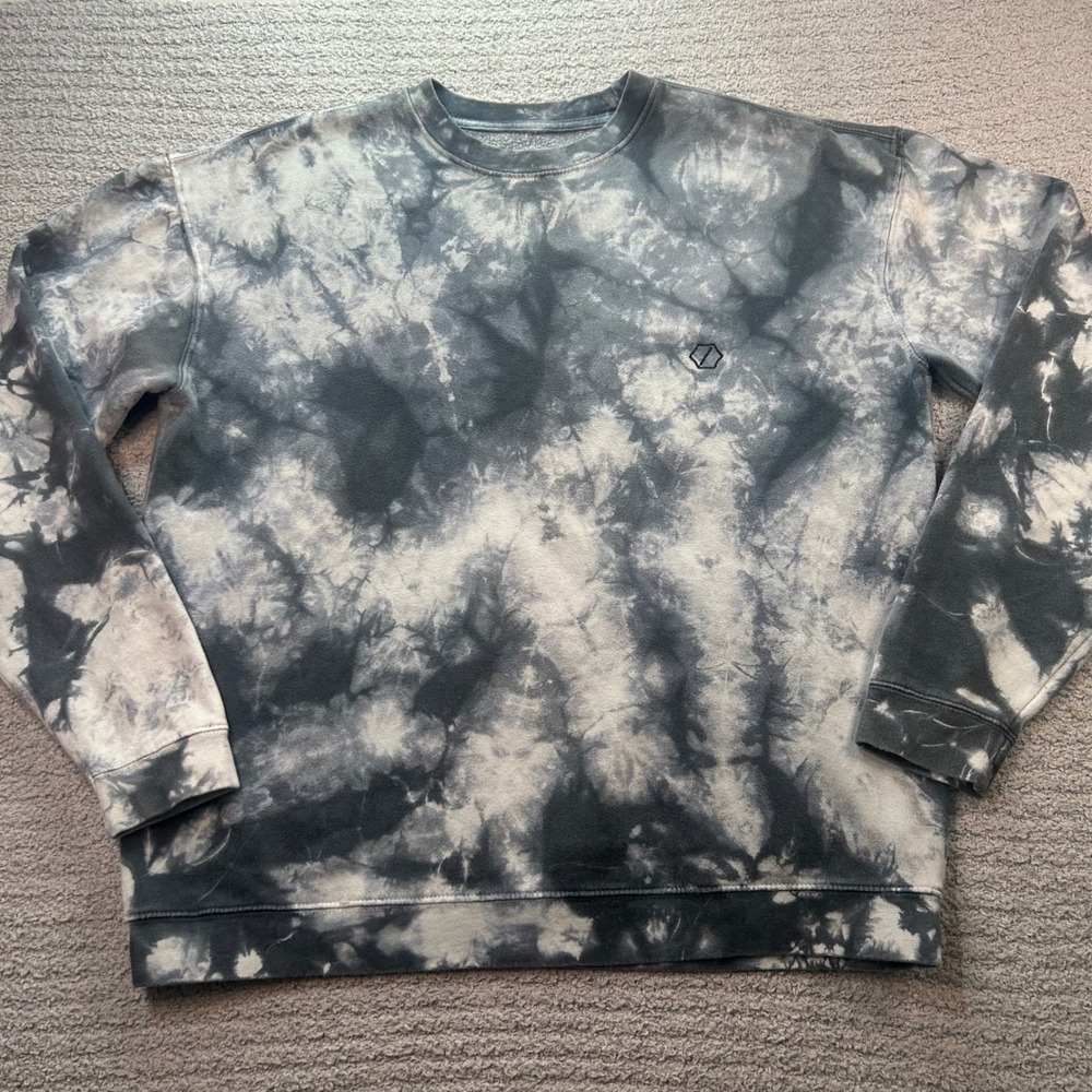 Standard Cloth Sweatshirt Tie Dye Grey White S Streetwear Grunge Acid Wash